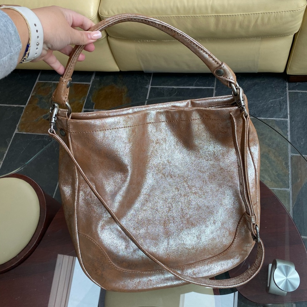 FRYE Melissa Hobo Silver Multi Leather Purse